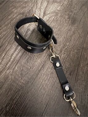 Black Unisex Wrist Cuff with Silver Hardware